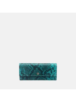 Gioia - Faux Python Snap Button Wallet Green