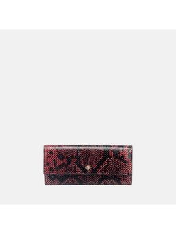 Gioia - Faux Python Snap Button Wallet Maroon