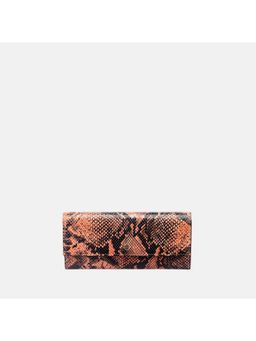 Gioia - Faux Python Snap Button Wallet Orange