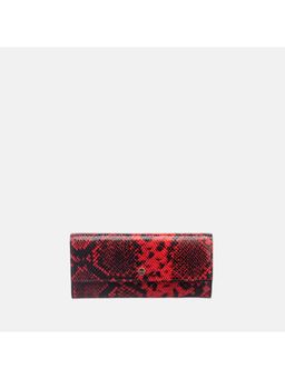 Gioia - Faux Python Snap Button Wallet Red