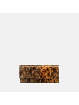 Gioia - Faux Python Snap Button Wallet Yellow