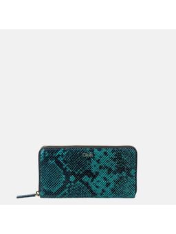 Gioia - Faux Python Ziparound Clutch Green
