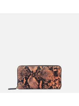 Gioia - Faux Python Ziparound Clutch Orange