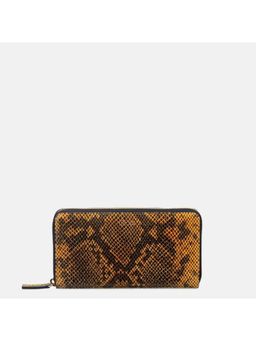 Gioia - Faux Python Ziparound Clutch Yellow