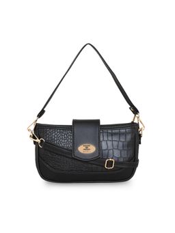 ESBEDA - Black Color Croco Texture Crossbody Medium Sling Bag For Women