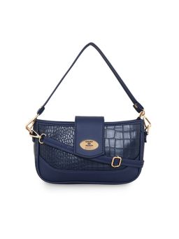 ESBEDA - Navy Blue Color Croco Texture Crossbody Medium Sling Bag For Women