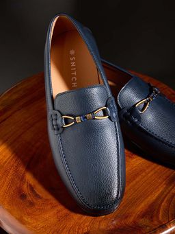 Snitch - Navy Blue Textured Loafers
