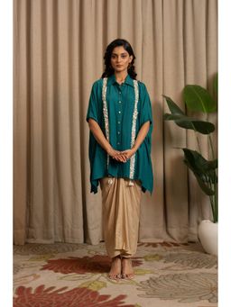 VANSHIKA AGARWAL LABEL - Teal Tressa Kaftan with Skirt