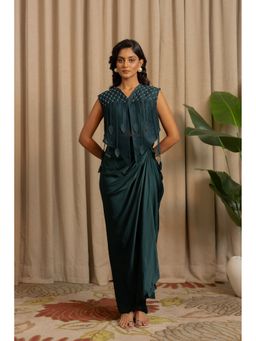 VANSHIKA AGARWAL LABEL - Green Noa Skirt with Inner and Jacket