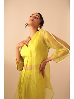 VANSHIKA AGARWAL LABEL - Yellow Ashley Top with Skirt and Jacket