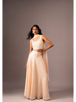 VANSHIKA AGARWAL LABEL - Ivory Casey Top with Skirt and Jacket