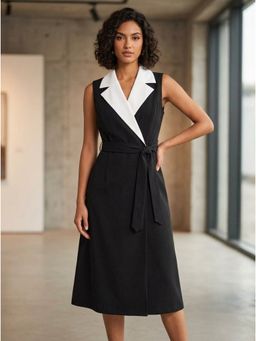 KOTTY - Curvy Closet Black Regular Dress for Women with Belt