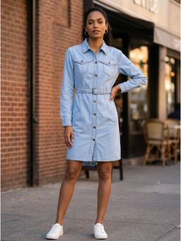 KOTTY - Light Blue Regular Dress for Women with Belt