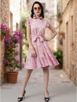 KOTTY - Pink Regular Dress for Women with Belt