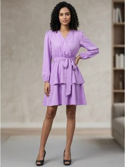 KOTTY - Purple Regular Dress for Women with Belt