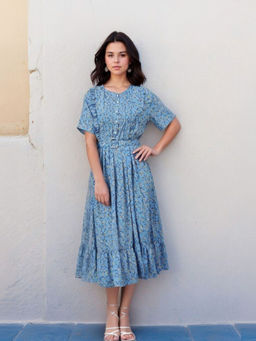 KOTTY - Blue Regular Dress For Women With Belt