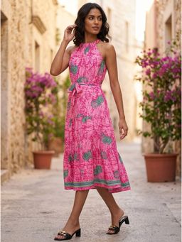 KOTTY - Pink Regular Dress For Women With Belt