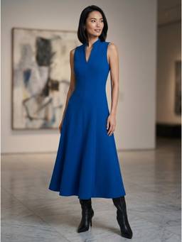 KOTTY - Women's Blue Fit And Flare Viscose Rayon Dress