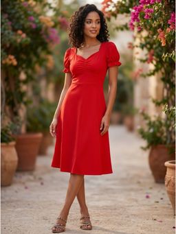 KOTTY - Casual Regular Sleeves Women Solid Stylish A-Line Dress