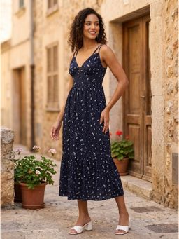 KOTTY - Black Cotton A-Line Midi Dress