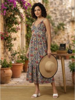 KOTTY - Multi-Color Cotton Tiered Midi Dress