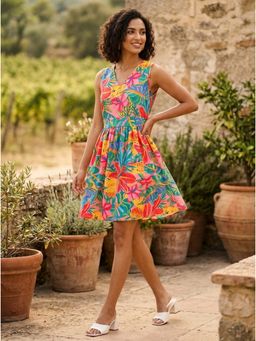 KOTTY - Multi-Color Cotton Fit And Flare Mini Dress