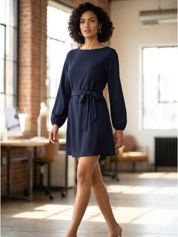 KOTTY - Dark Blue Regular Dress For Women With Belt