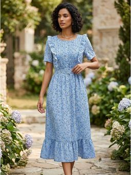 KOTTY - Blue Regular Dress For Women With Belt