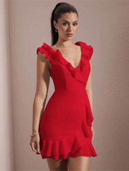 KOTTY - Women's Red Bodycon Midi Dress