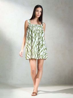 KOTTY - Women's Leaf Print Sleeveless Mini Dress