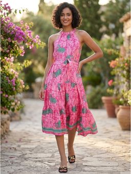 KOTTY - Pink Regular Dress For Women With Belt