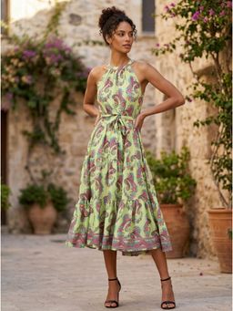 KOTTY - Green Regular Dress For Women With Belt