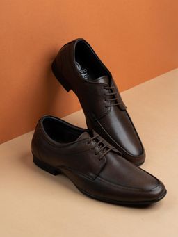 PRIVO - Mens Brown Solid Pointed Toe Formal Derbies