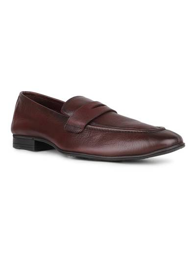 Mens Burgundy Formal Solid Pointed Toe Loafers