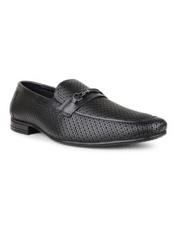 PRIVO - Mens Black Formal Textured Pointed Toe Loafers