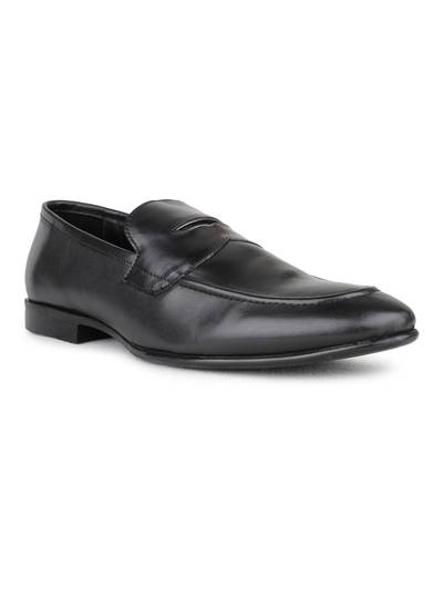 Mens Black Solid Pointed Toe Loafers