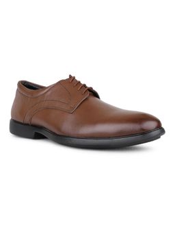 PRIVO - Mens Brown Formal Solid Round Toe Derbies