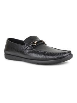 ATESBER - Mens Black Formal Solid Round Toe Loafers