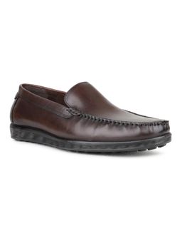 ATESBER - Mens Brown Formal Solid Square Toe Loafers