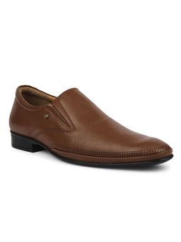 Bata - Mens Tan Formal Pointed Toe Slip On Loafers