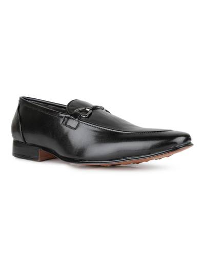 Mens Black Formal Solid Pointed Toe Loafers