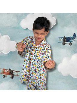 Tura Turi - Unisex Cotton Printed Shirt with Pyjama |Planes (Set of 2)