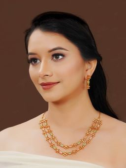 Designbox - Double Layer Pastel Stone Necklace (Set of 2)