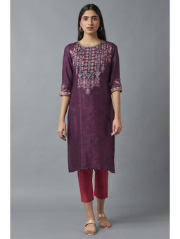 WISHFUL by W - Purple Geometric Kurta