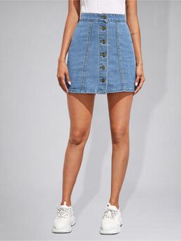Twenty Dresses by Nykaa Fashion - Womens Aqua Casual Denim Skirt