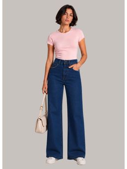 Twenty Dresses by Nykaa Fashion - Womens Washed High Waist Indigo Jeans