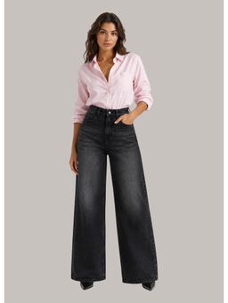 Twenty Dresses by Nykaa Fashion - Womens Washed High Waist Slate Black Jeans