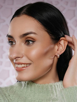 Aatmana - Rose Gold Plated American Diamond Studded Hoop Earrings