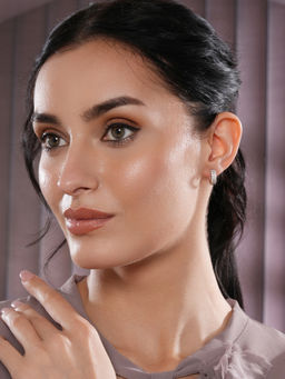 Aatmana - Silver-Toned CZ Studded Circular Hoop Earrings