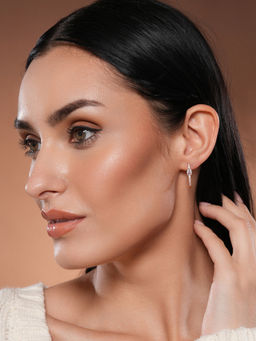 Aatmana - Rose Gold-Plated AD Studded Circular Hoop Earrings